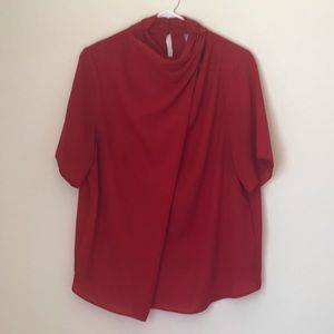 ASOS Red Mock-neck Blouse